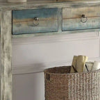 Antique Grey and Teal 3-Drawer Console Table