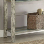 Antique Grey and Teal 3-Drawer Console Table