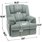 Fabric Recliner Chair with 360-Degree Swivel and Rocking Base