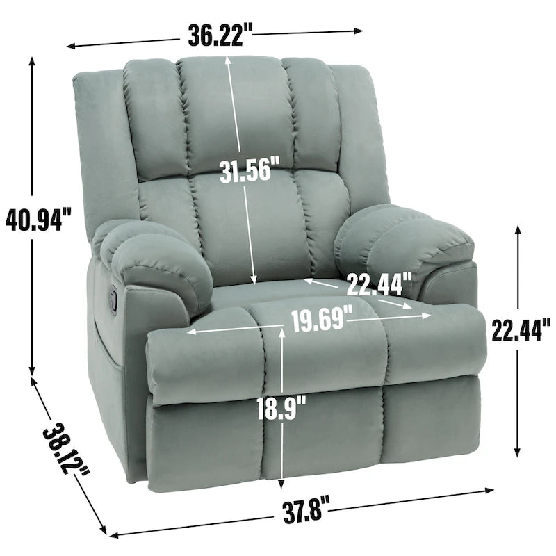 Fabric Recliner Chair with 360-Degree Swivel and Rocking Base