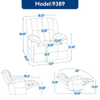 Fabric Recliner Chair with 360-Degree Swivel and Rocking Base
