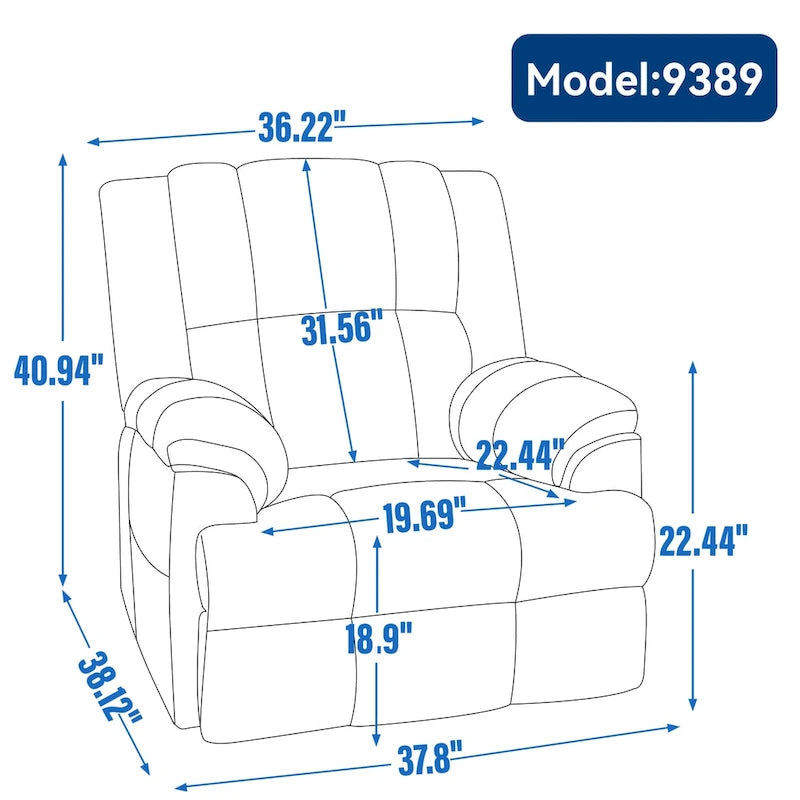 Fabric Recliner Chair with 360-Degree Swivel and Rocking Base