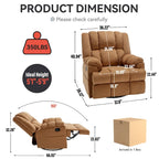 Fabric Recliner Chair with 360-Degree Swivel and Rocking Base