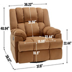 Fabric Recliner Chair with 360-Degree Swivel and Rocking Base