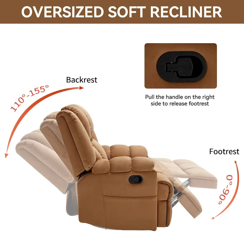 Fabric Recliner Chair with 360-Degree Swivel and Rocking Base