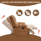 Fabric Recliner Chair with 360-Degree Swivel and Rocking Base