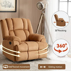 Fabric Recliner Chair with 360-Degree Swivel and Rocking Base