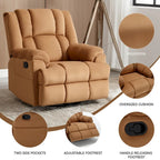 Fabric Recliner Chair with 360-Degree Swivel and Rocking Base