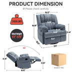 Fabric Recliner Chair with 360-Degree Swivel and Rocking Base