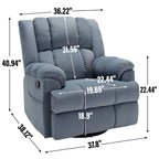 Fabric Recliner Chair with 360-Degree Swivel and Rocking Base
