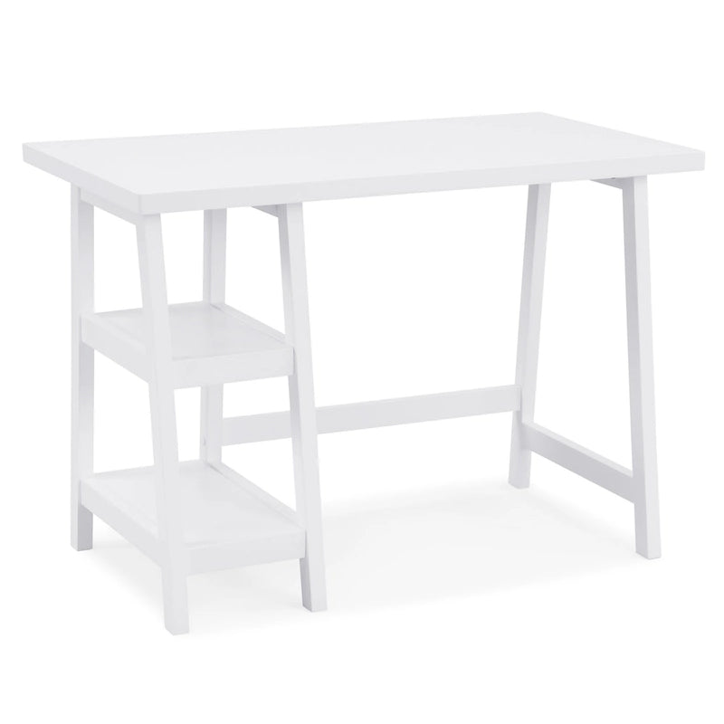 Writing Desk with Two Open Shelves and Rubberwood Legs