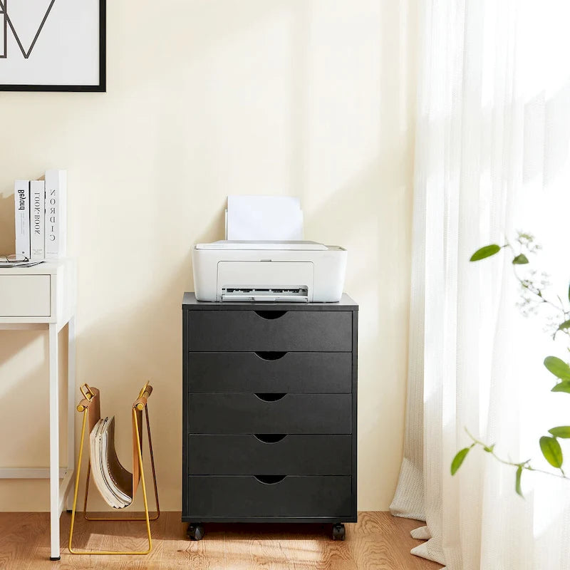 5-Drawer Mobile File Cabinet, Vertical Storage Cabinet with Wheels