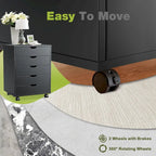 5-Drawer Mobile File Cabinet, Vertical Storage Cabinet with Wheels