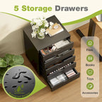 5-Drawer Mobile File Cabinet, Vertical Storage Cabinet with Wheels