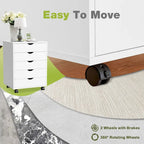 5-Drawer Mobile File Cabinet, Vertical Storage Cabinet with Wheels