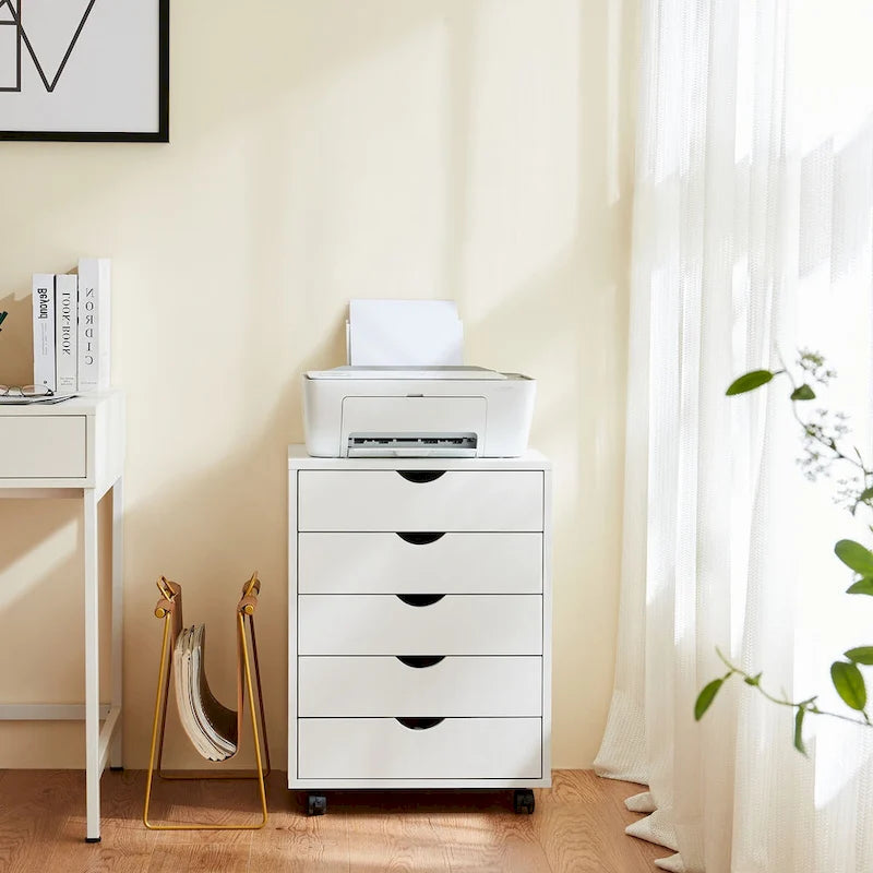 5-Drawer Mobile File Cabinet, Vertical Storage Cabinet with Wheels