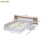 Queen Size Platform Bed with Storage Headboard, Drawers, USB Ports and Outlets