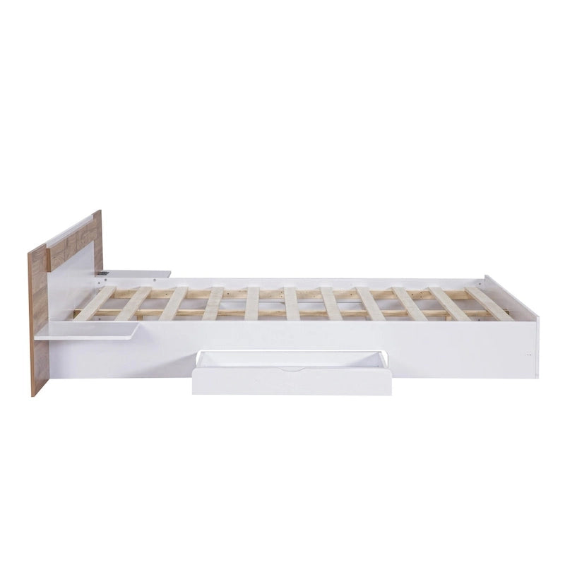 Queen Size Platform Bed with Storage Headboard, Drawers, USB Ports and Outlets