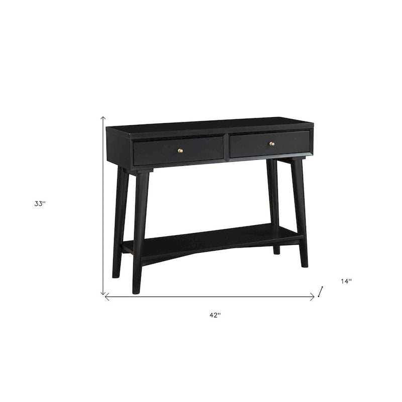 Consoletafel met twee laden en onderste plank, 42 x 14 x 33 in