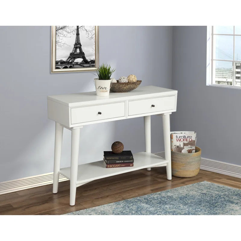 Consoletafel met twee laden en onderste plank, 42 x 14 x 33 in