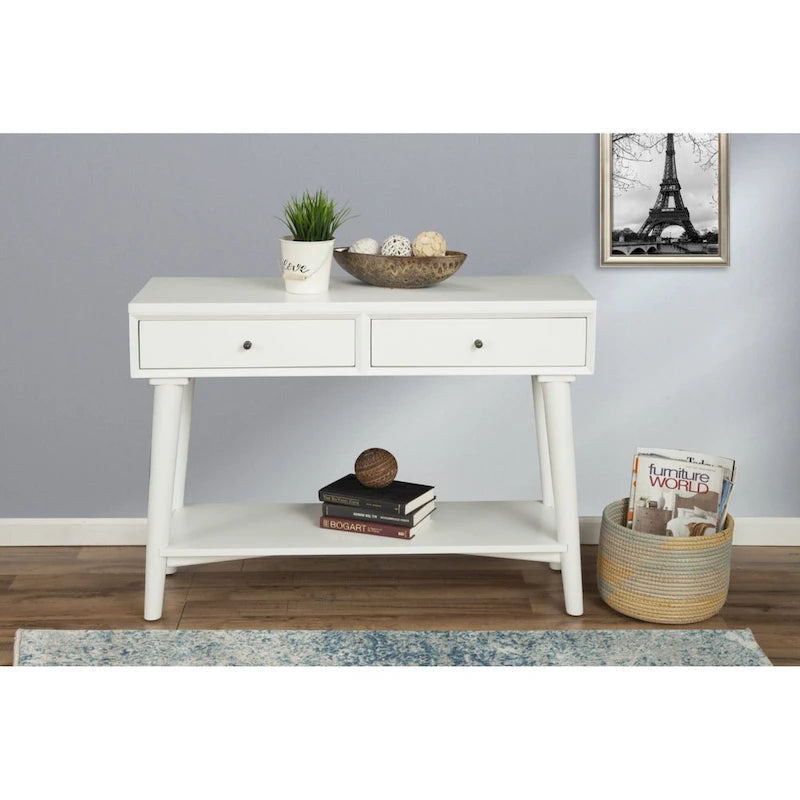Consoletafel met twee laden en onderste plank, 42 x 14 x 33 in