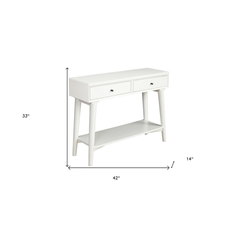 Consoletafel met twee laden en onderste plank, 42 x 14 x 33 in