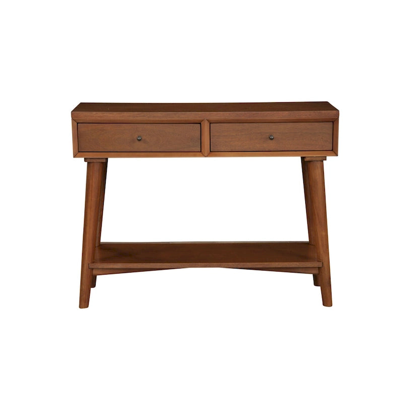 Consoletafel met twee laden en onderste plank, 42 x 14 x 33 in