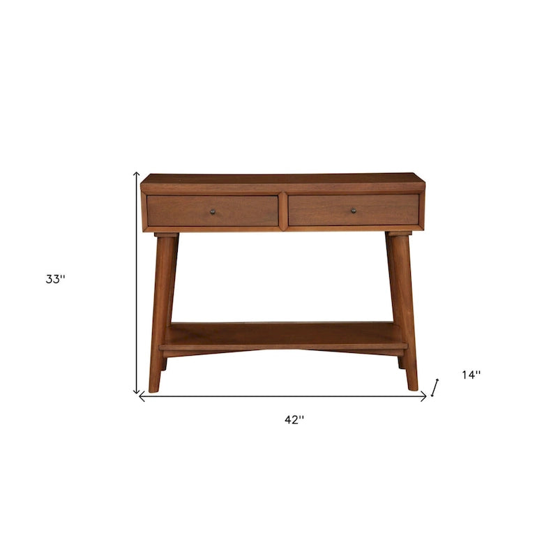 Consoletafel met twee laden en onderste plank, 42 x 14 x 33 in