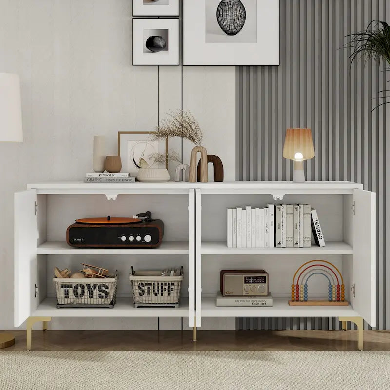 4-Door Sideboard Cabinet with Adjustable Shelves