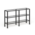 3-Tier Black Metal and Glass Console Table