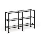 3-Tier Black Metal and Glass Console Table