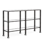 3-Tier Black Metal and Glass Console Table