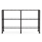 3-Tier Black Metal and Glass Console Table