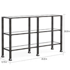 3-Tier Black Metal and Glass Console Table
