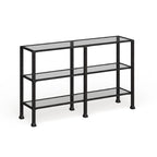 3-Tier Black Metal and Glass Console Table