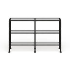 3-Tier Black Metal and Glass Console Table