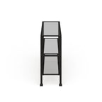 3-Tier Black Metal and Glass Console Table