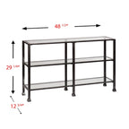 3-Tier Black Metal and Glass Console Table