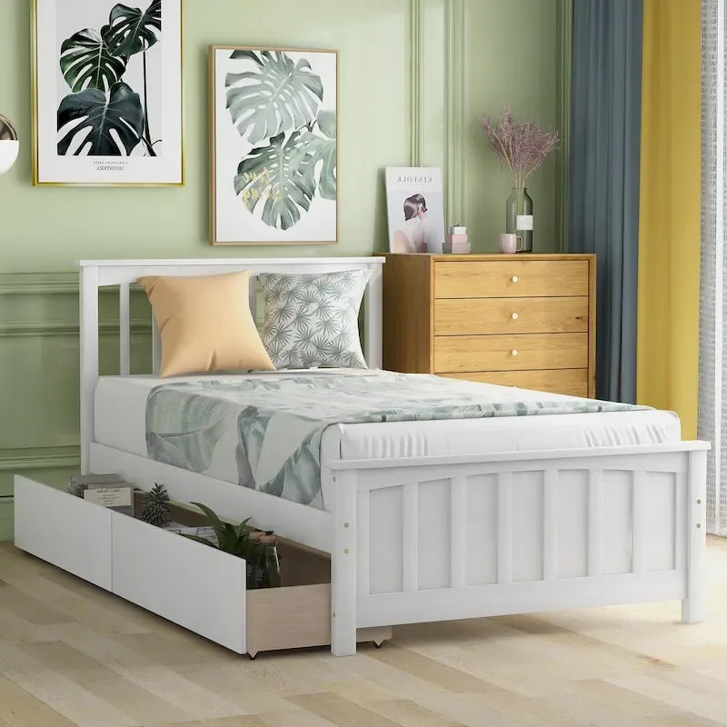 Twin Platform Bed with Two Drawers