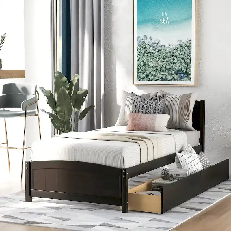 Twin Platform Bed with Two Drawers