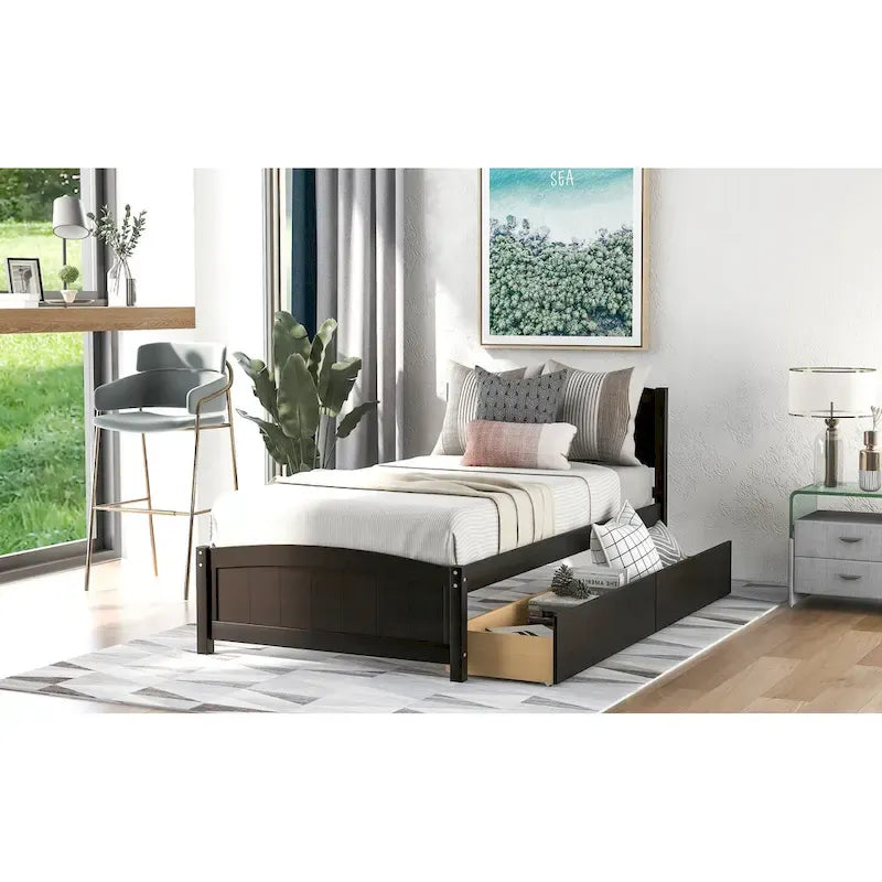 Twin Platform Bed with Two Drawers