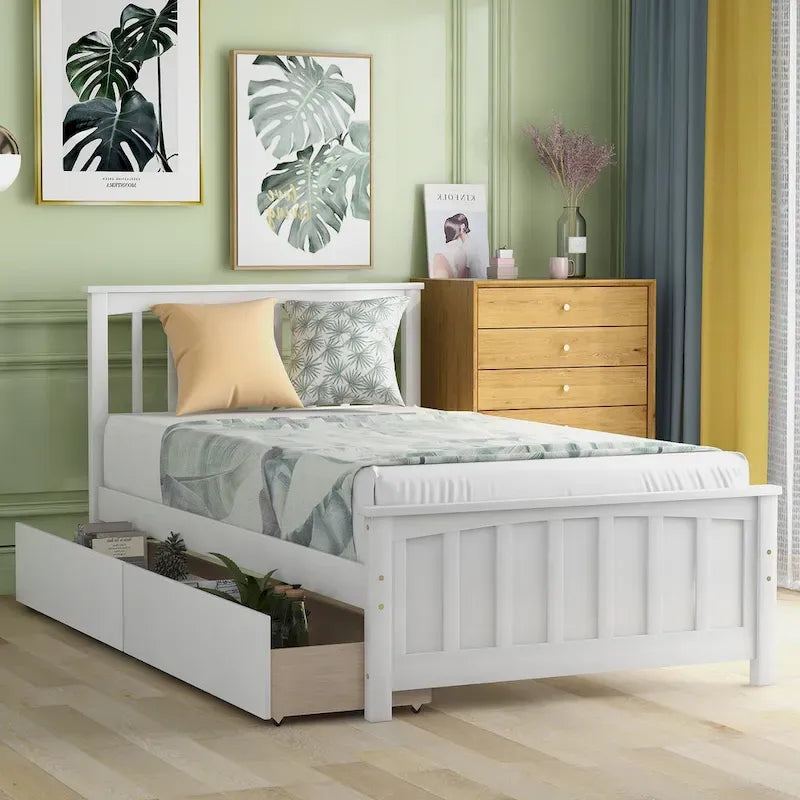 Twin Platform Bed with Two Drawers