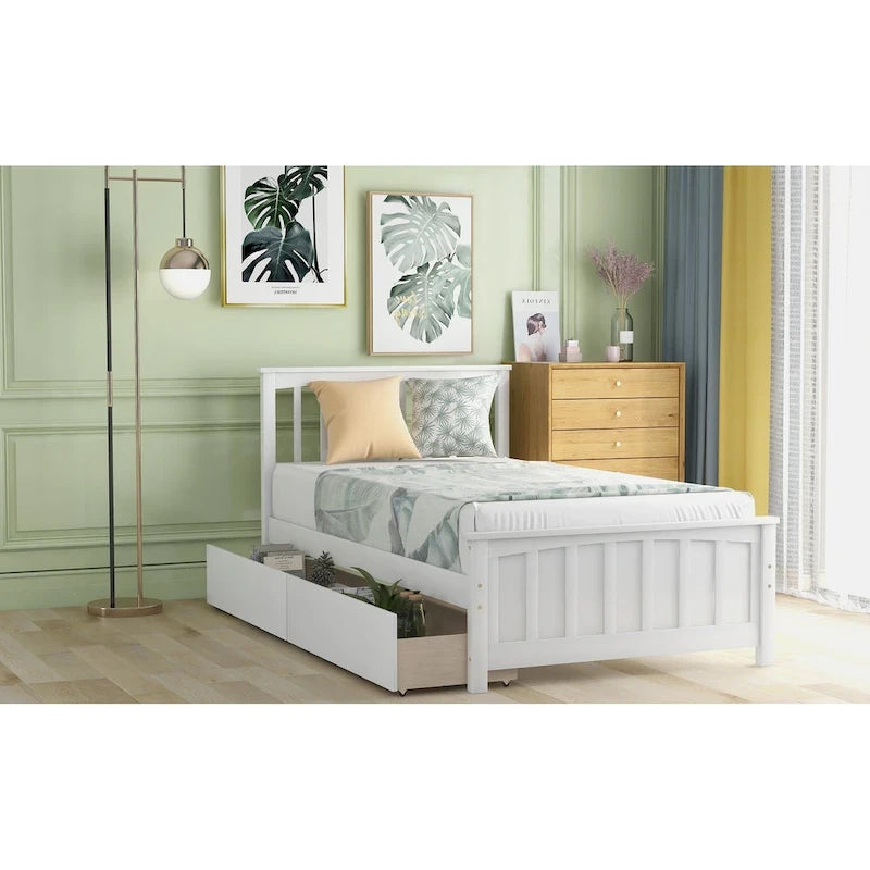 Twin Platform Bed with Two Drawers