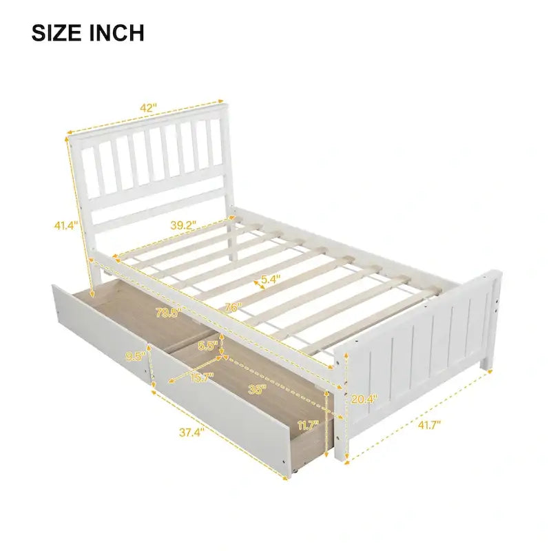 Twin Platform Bed with Two Drawers
