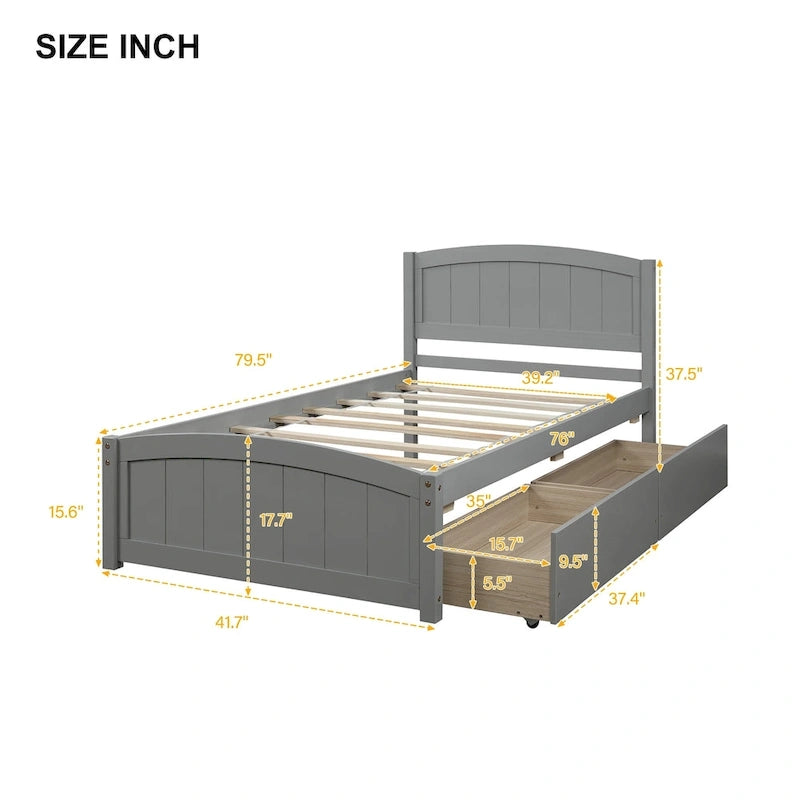 Twin Platform Bed with Two Drawers