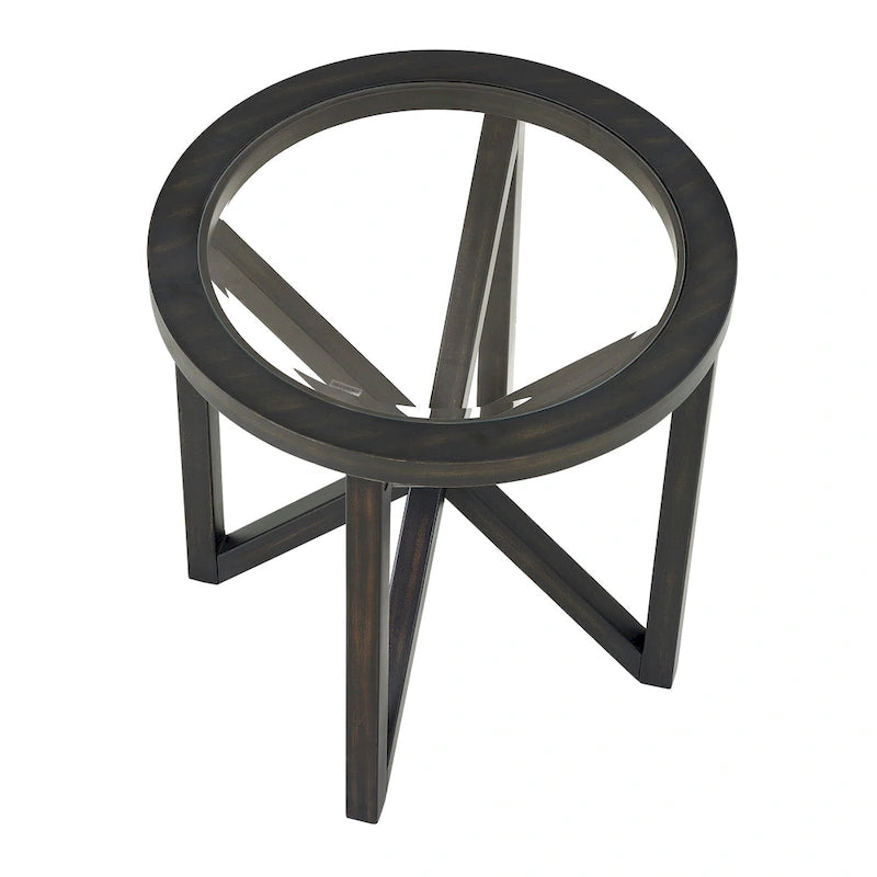 Glass-Top Table with Wood Base