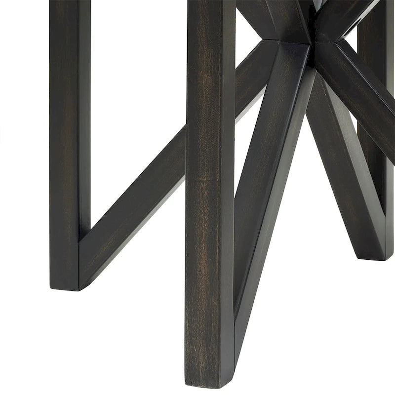 Glass-Top Table with Wood Base