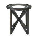Glass-Top Table with Wood Base