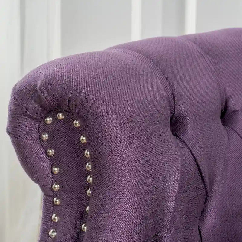 Tufted Fabric Club Chair with Studded Arms
