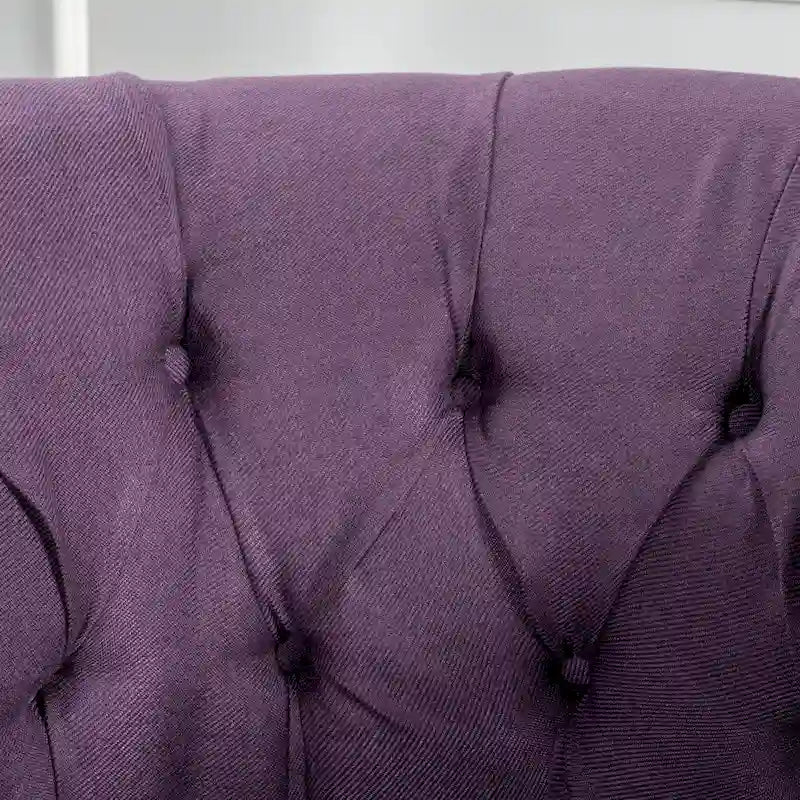 Tufted Fabric Club Chair with Studded Arms